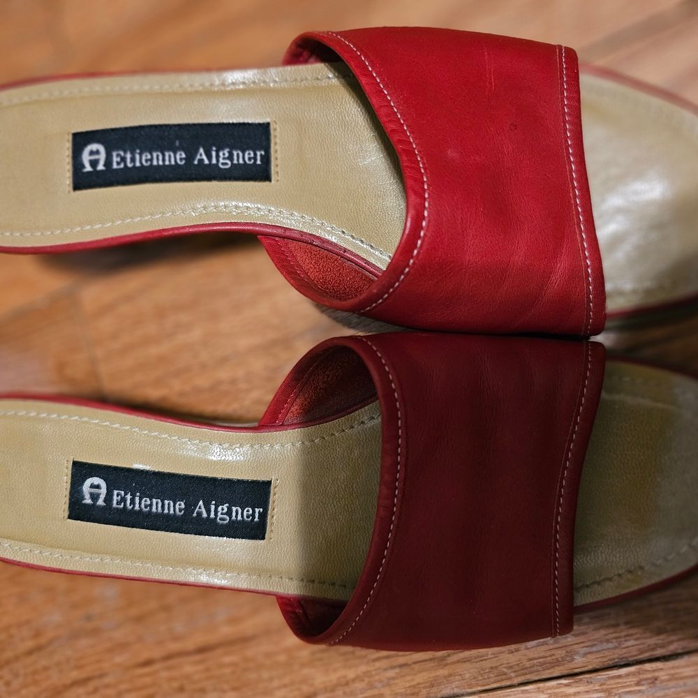 Etienne Aigner Women's Red Slide Sandals